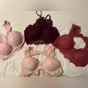 GUC- BUNDLE / 4 PINK Victorias Secret lace bralettes - all size S